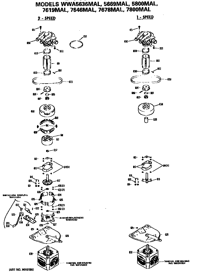 GE WWA7646MAL 1 and 2 speed motor diagram