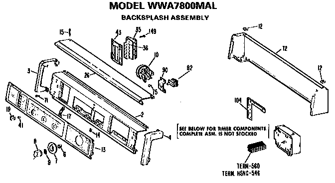 GE WWA7646MAL backsplash for wwa7800mal diagram