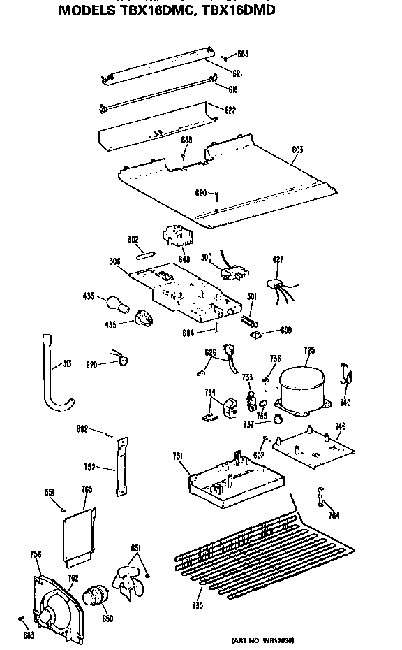 GE TBX16DMDRAD unit diagram