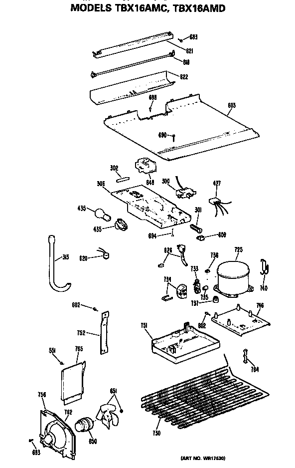 GE TBX16AMDRAD unit diagram