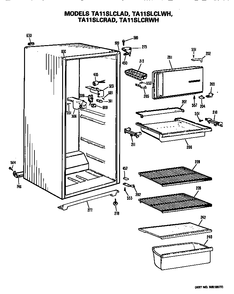 GE TA11SLCRAD cabinet diagram