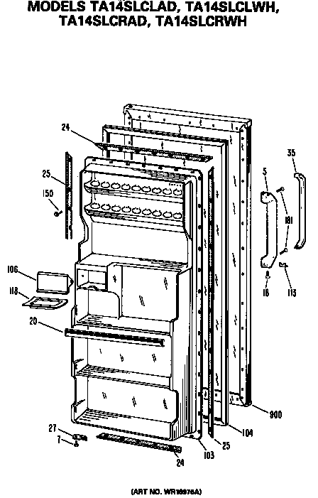 GE TA14SLCRAD fresh food door diagram