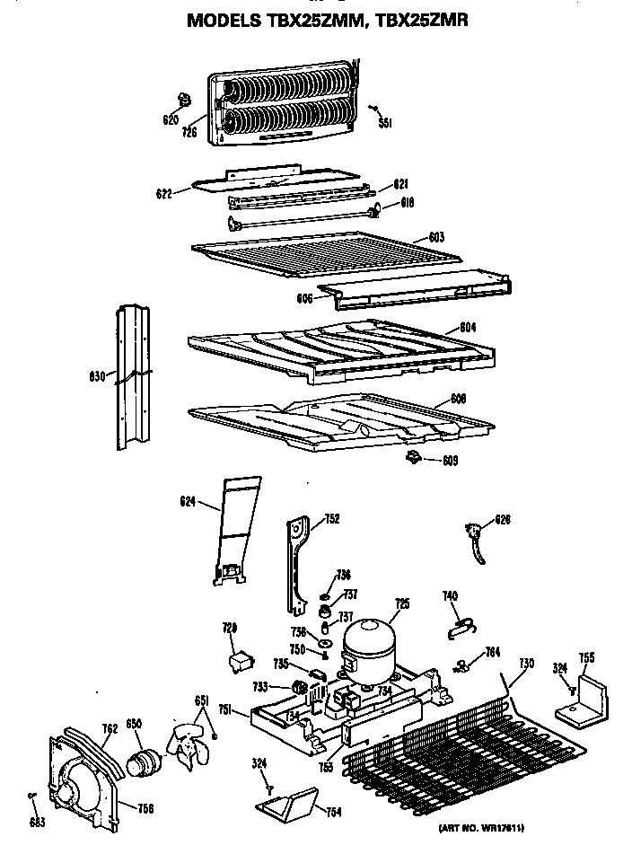 GE TBX25ZMRRAD unit diagram