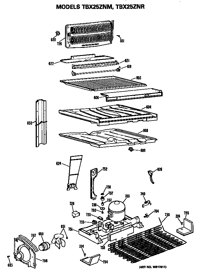 GE TBX25ZNMRWH unit diagram