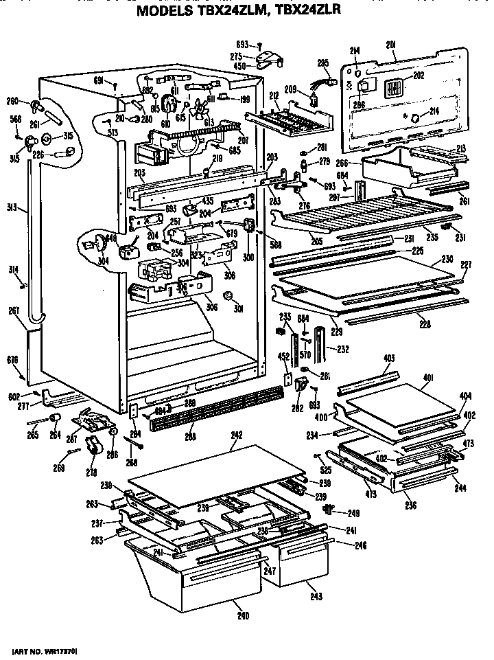 GE TBX24ZLMRAD cabinet diagram