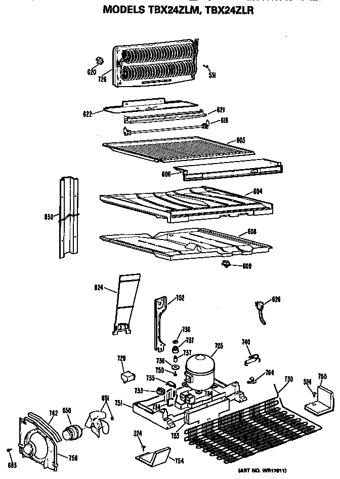 GE TBX24ZLMRAD unit diagram