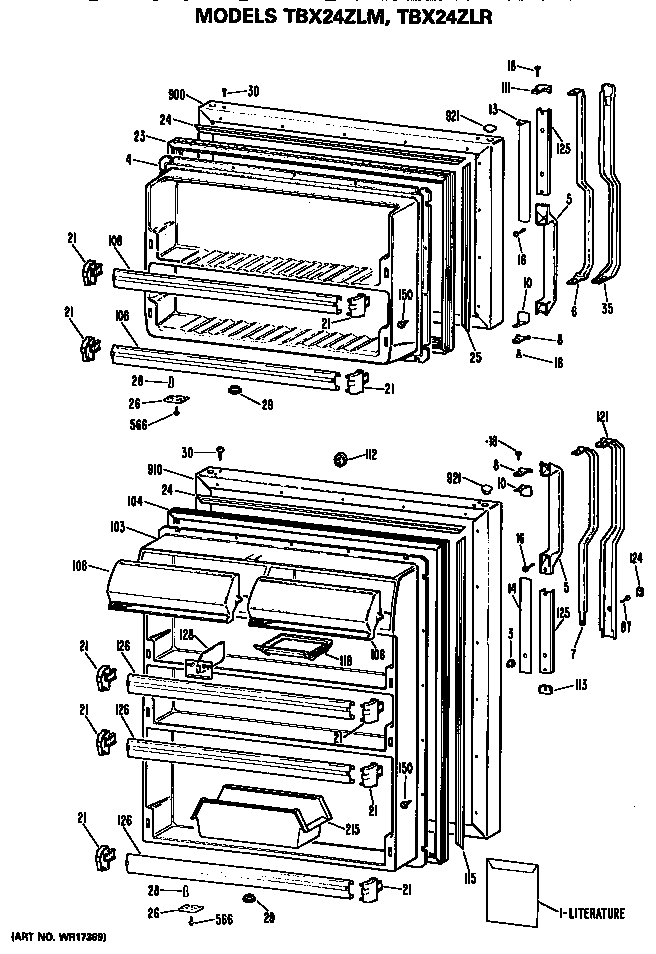 GE TBX24ZLMRAD doors diagram