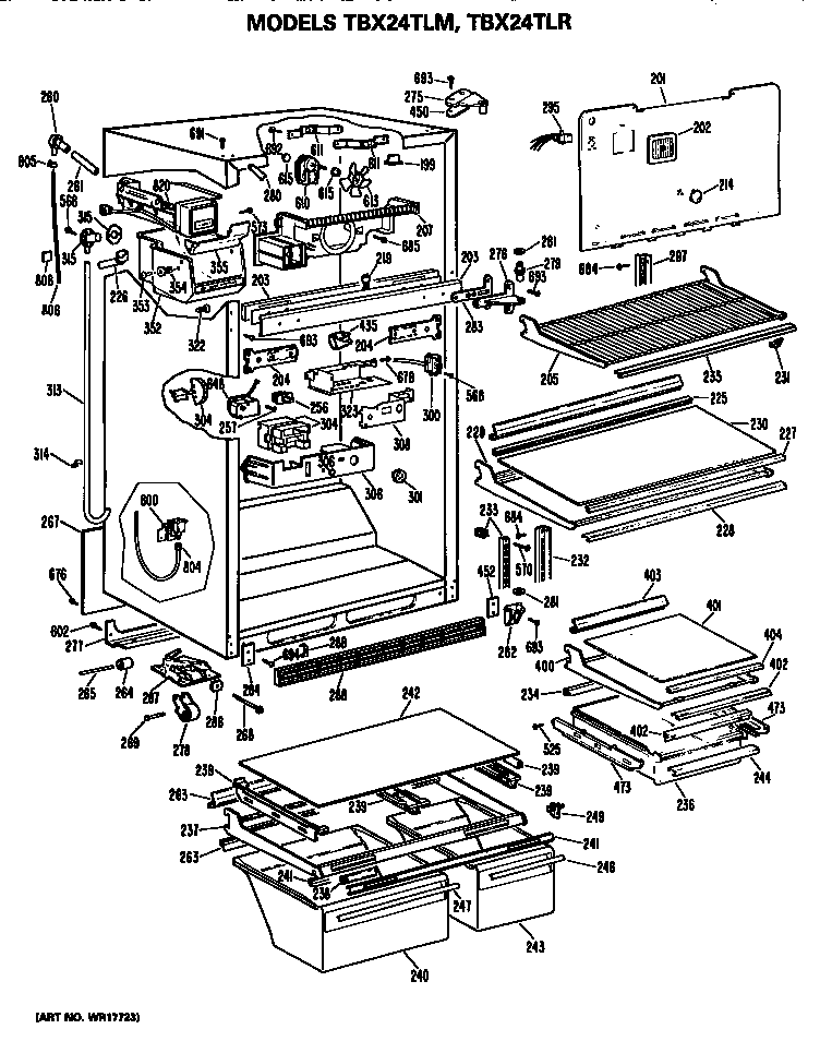 GE TBX24TLMRAD cabinet diagram