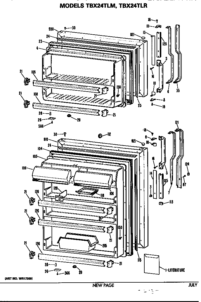 GE TBX24TLMRAD doors diagram