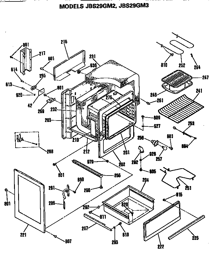 GE JBS29GM3 main body diagram