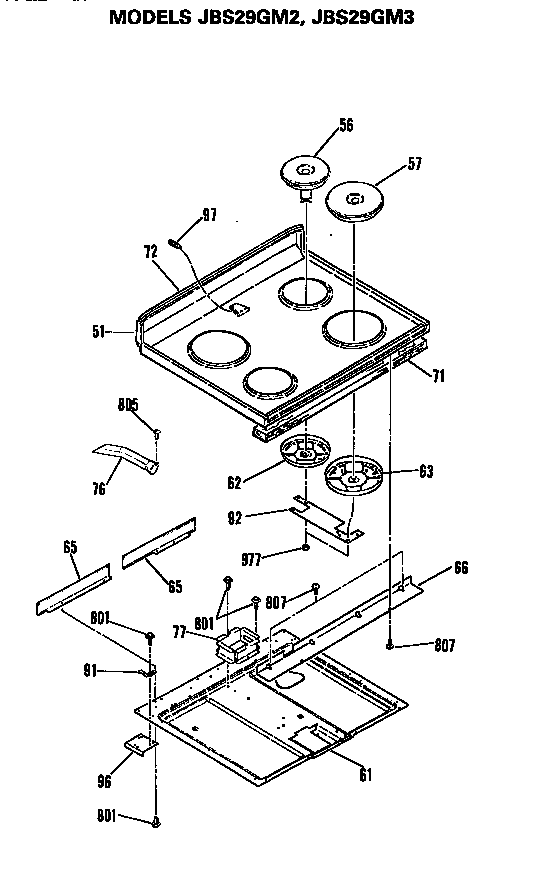 GE JBS29GM3 cooktop diagram