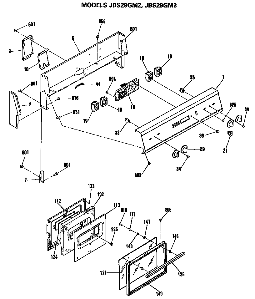 GE JBS29GM3 controls/door diagram