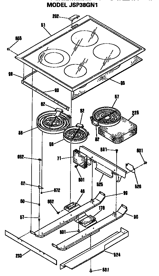 GE JSP38GN1 top diagram