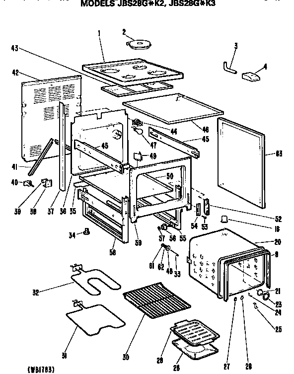 GE JBS28G*K3 main body diagram