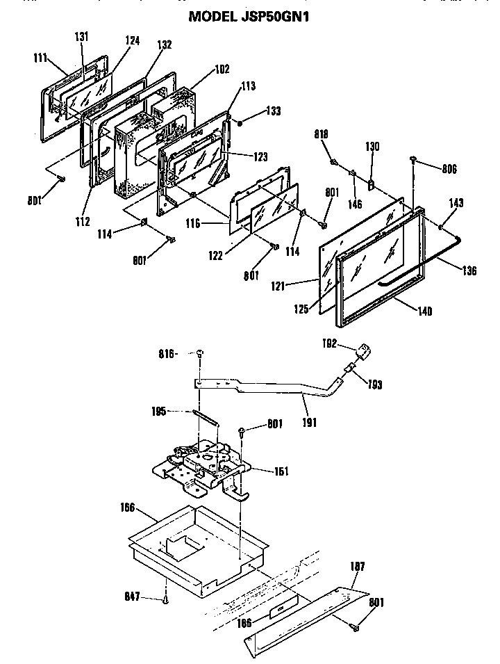 GE JSP50GN1 door diagram