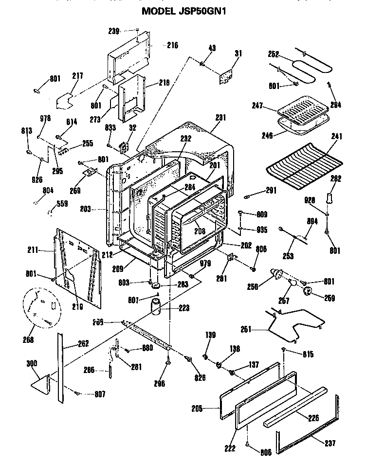 GE JSP50GN1 main body diagram