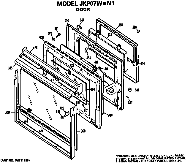 GE JKP07W*N1 door diagram