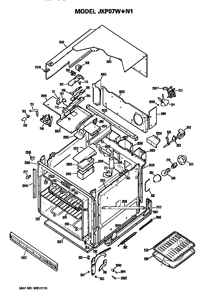 GE JKP07W*N1 main body diagram