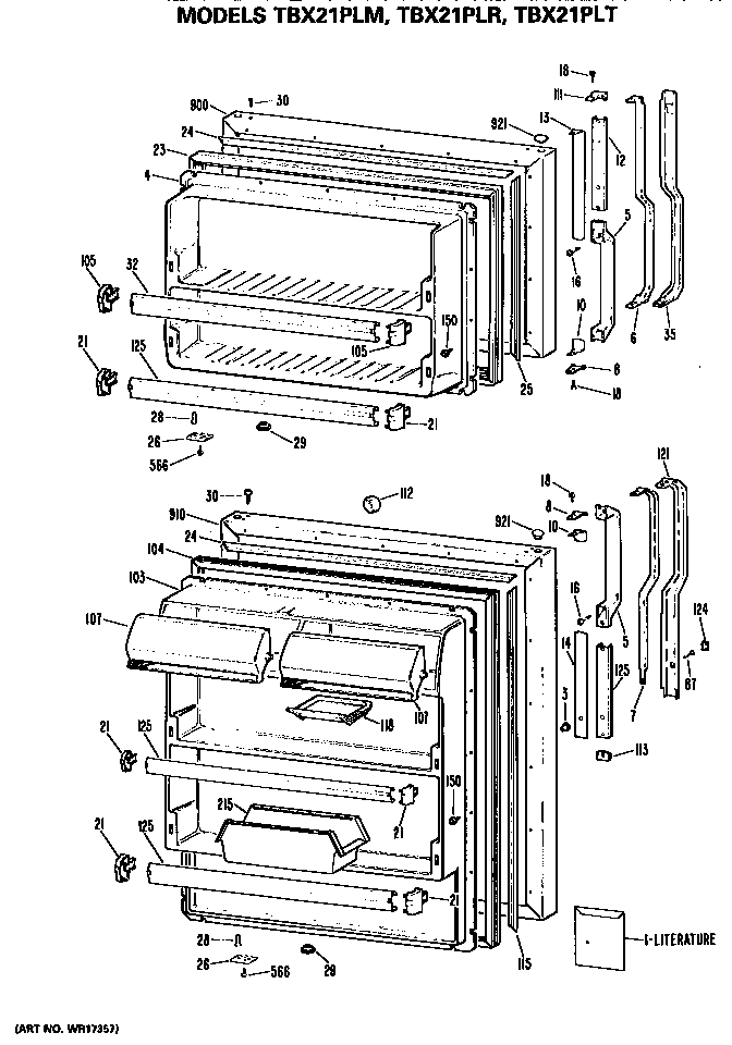 GE TBX21PLMRAD doors diagram