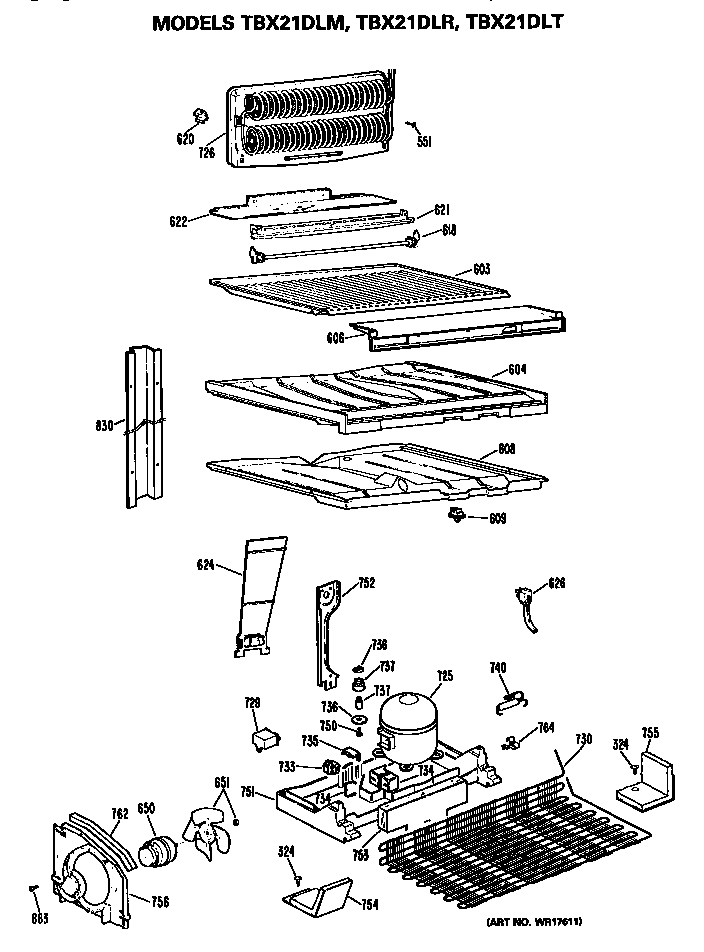 GE TBX21DLMRWH unit diagram