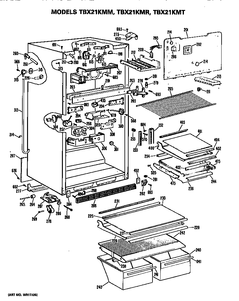 GE TBX21KMRRAD cabinet diagram