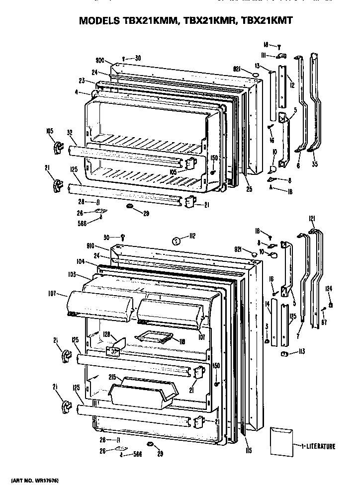 GE TBX21KMRRAD doors diagram