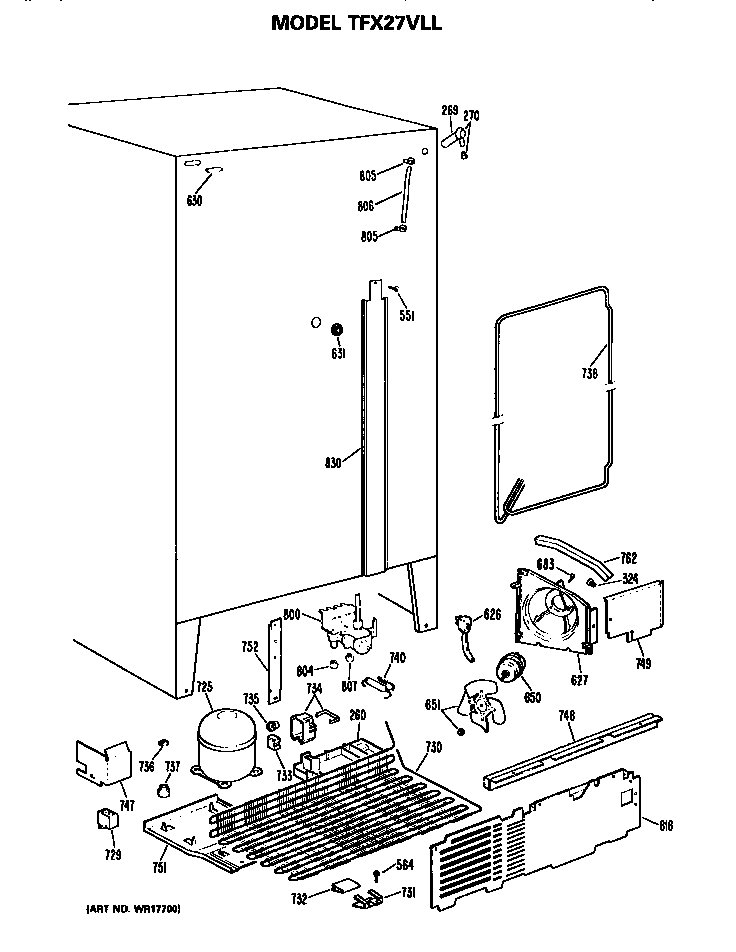 GE TFX27VLL unit diagram