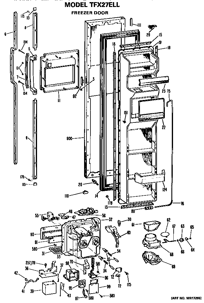 GE TFX27ELL freezer door diagram