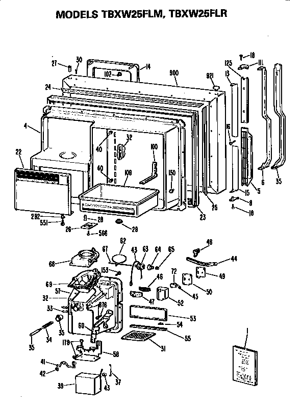 GE TBXW25FLMLWH freezer door diagram
