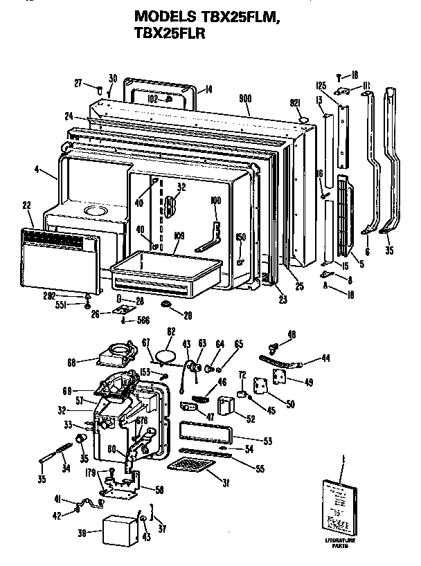 GE TBX25FLMRAD freezer door diagram