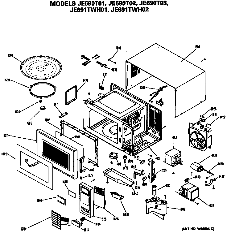GE JE691TWH02 microwave parts diagram
