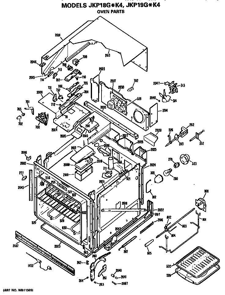 GE JKP18G*K4 main body diagram