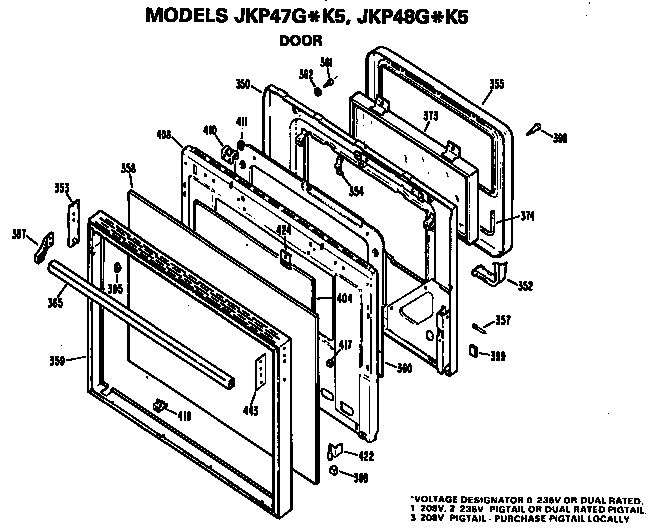 GE JKP48G*K5 door diagram