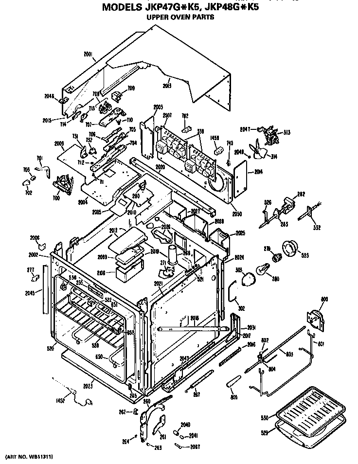GE JKP48G*K5 lower oven diagram