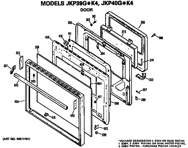 GE JKP39G*K4 door diagram