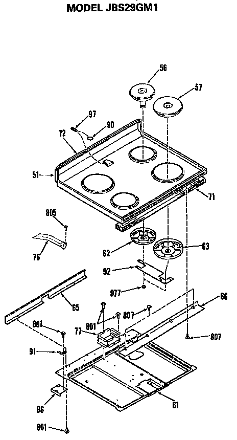 GE JBS29GM1 cooktop diagram