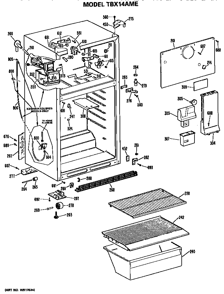 GE TBX14AMERAD cabinet diagram