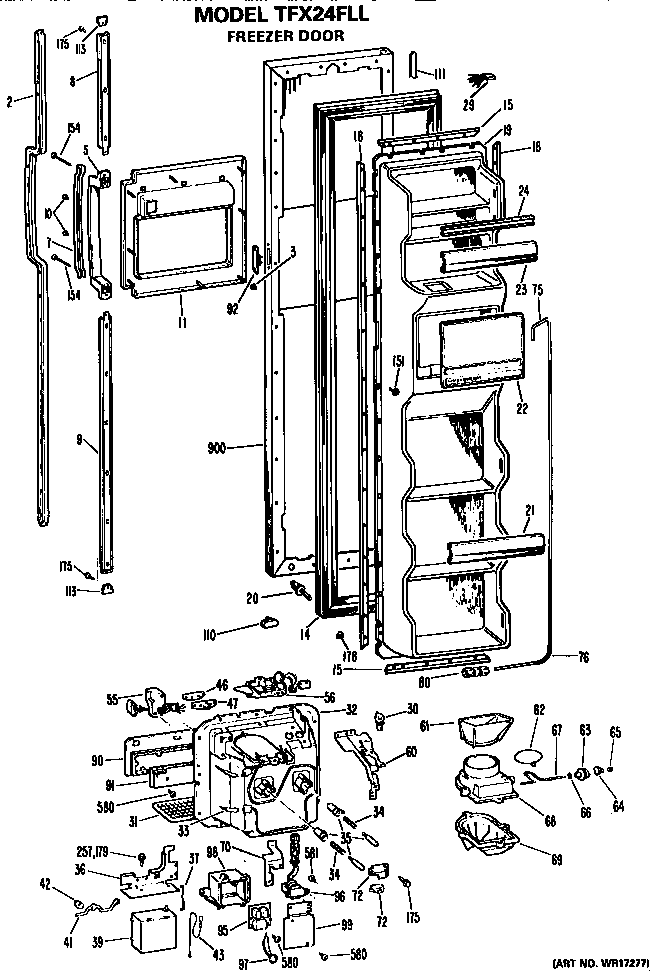 GE TFX24FLL freezer door diagram