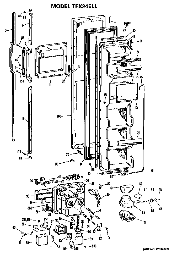 GE TFX24ELL freezer door diagram