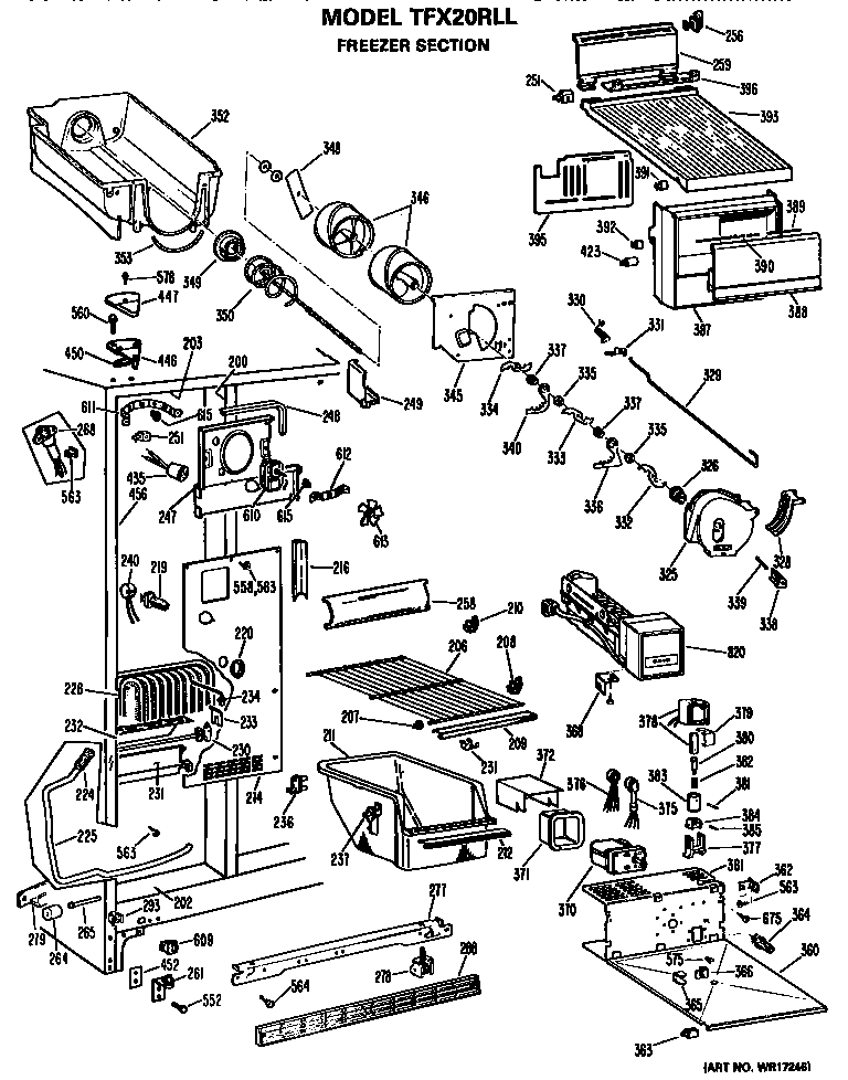 GE TFX20RLL freezer section diagram