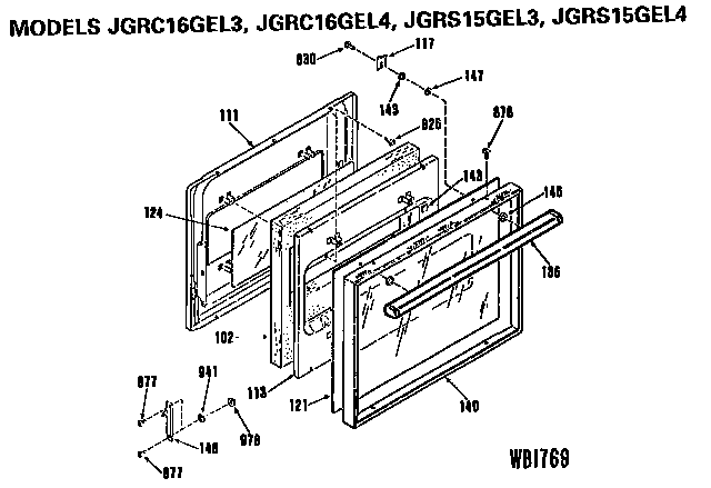 GE JGRS15GEL3 oven door diagram