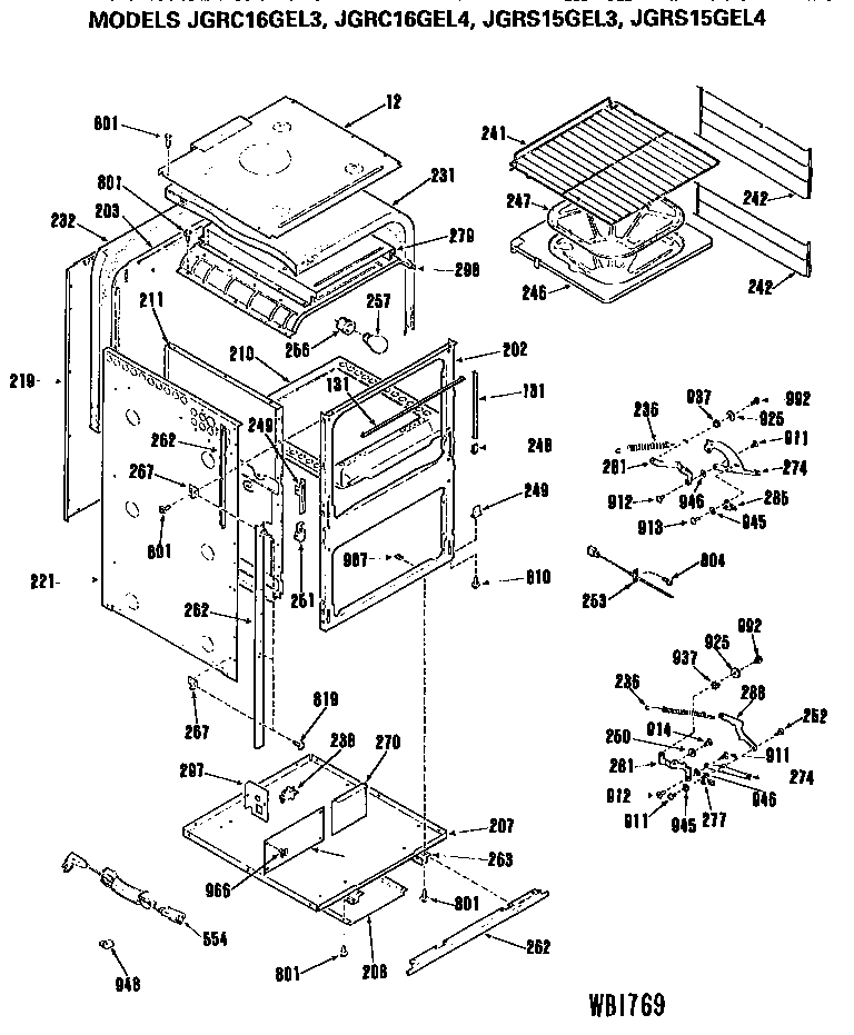 GE JGRS15GEL3 oven cabinet diagram