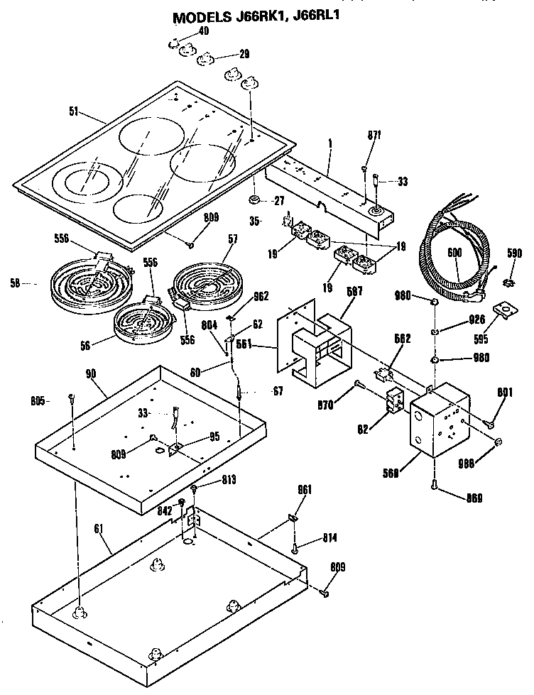 GE J66RK1 cooktop diagram