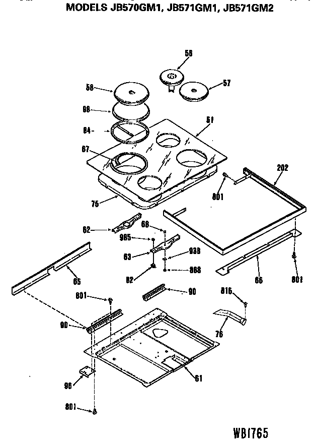 GE JB570GM1 cooktop diagram