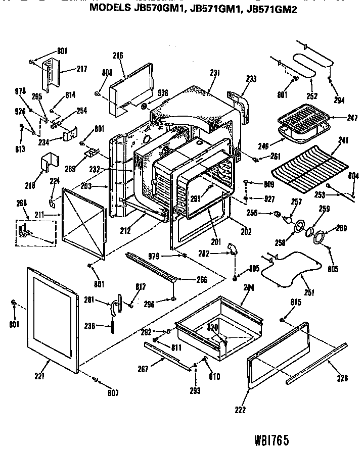 GE JB570GM1 main body diagram