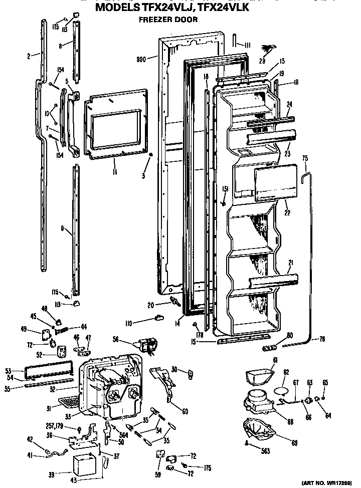GE TFX24VLK freezer door diagram