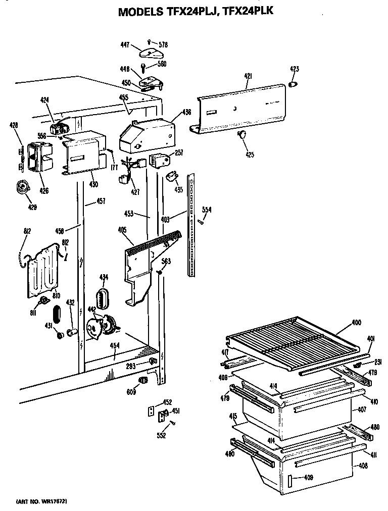 GE TFX24PLJ fresh food section diagram