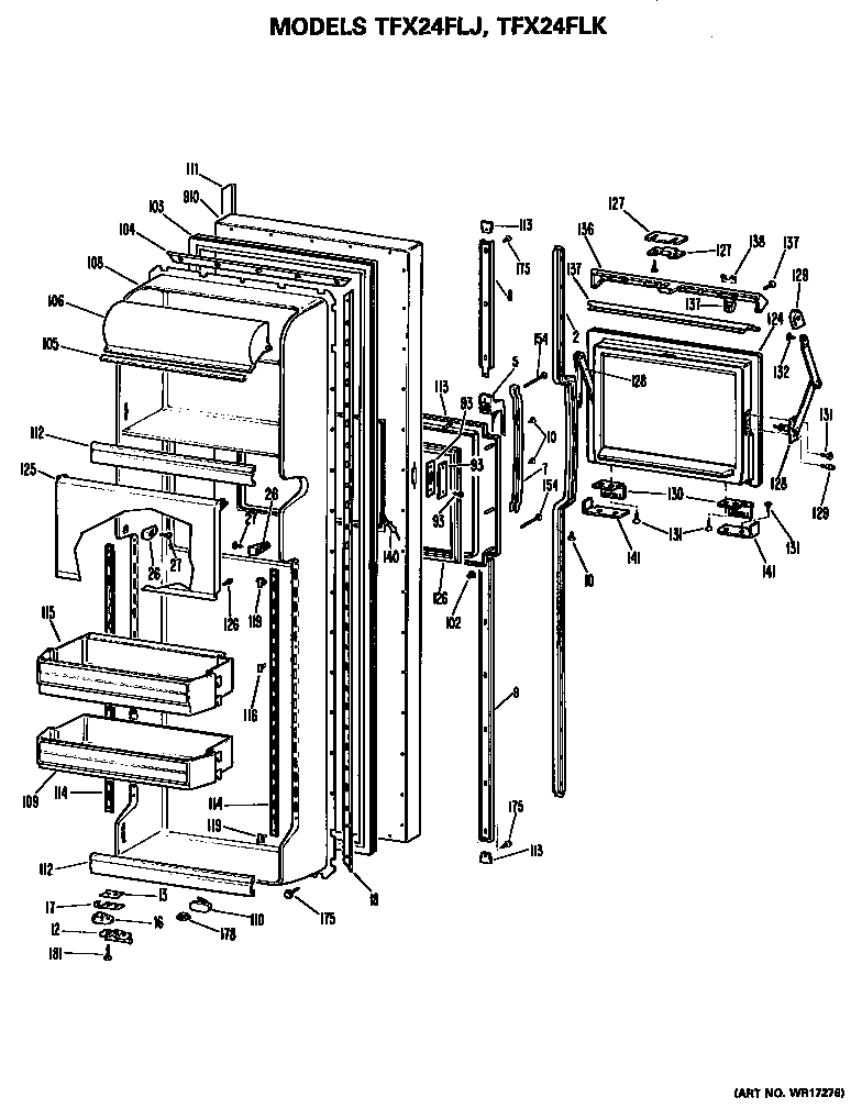 GE TFX24FLK fresh food door diagram