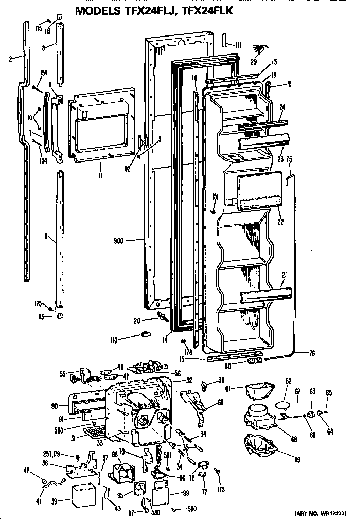 GE TFX24FLK freezer door diagram