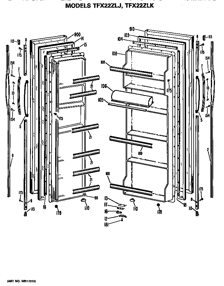 GE TFX22ZLK doors diagram